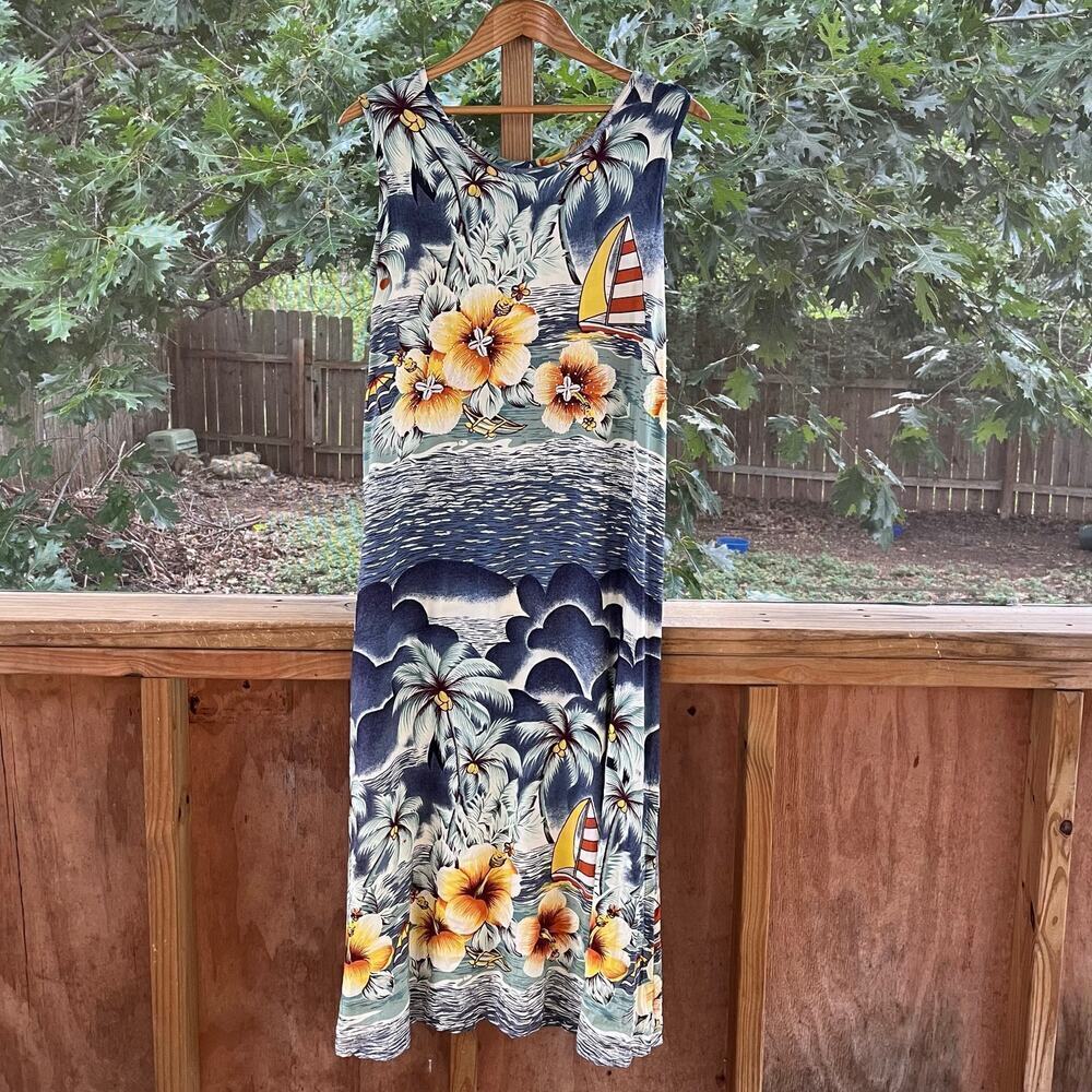 SPA Women's Vintage Tropical Sleeveless Maxi Dress Size S